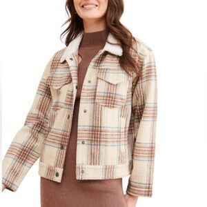 NWOT Vigoss Plaid Sherpa Shirt Jacket size S